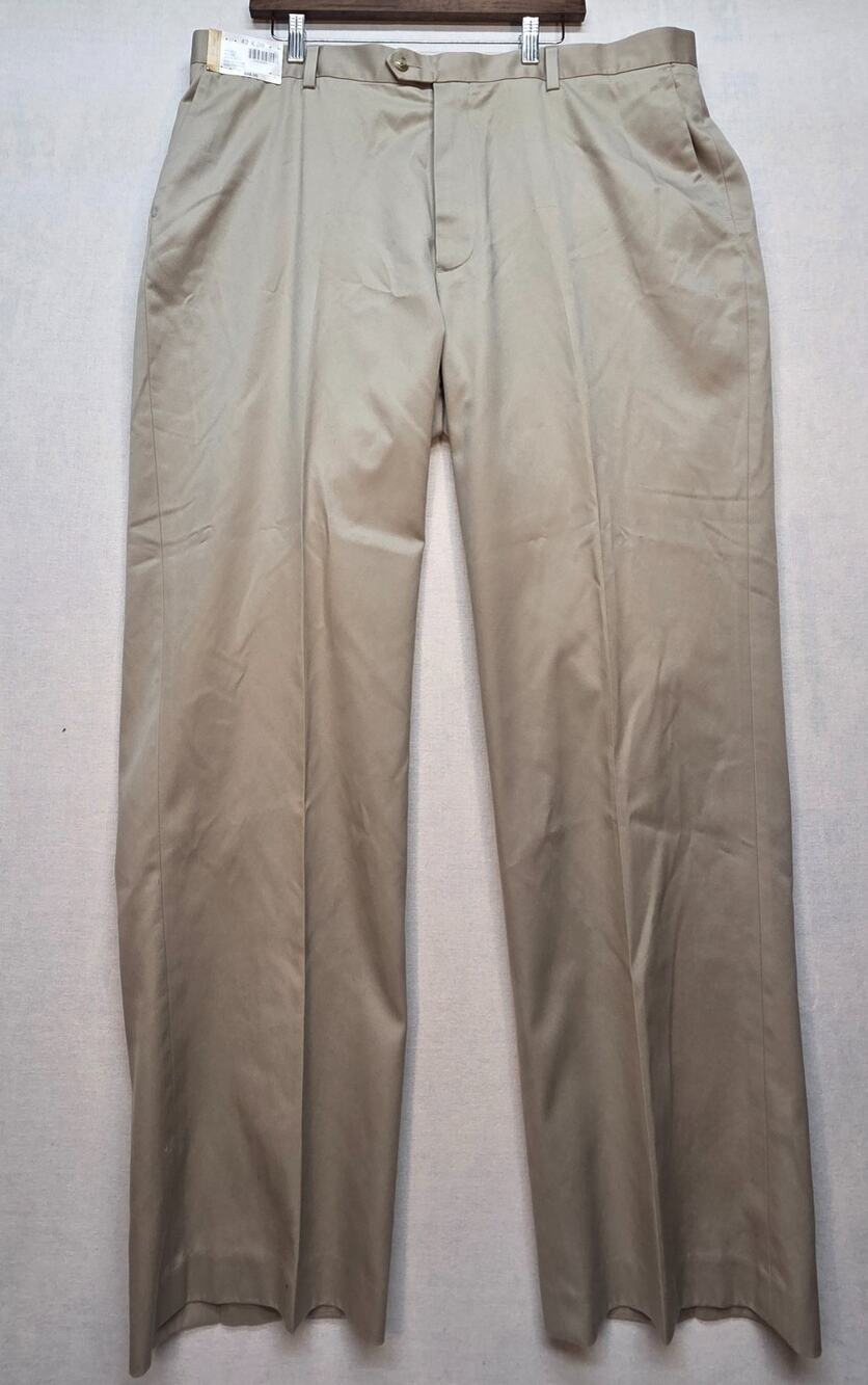 NWT Roundtree & Yorke Gold Label Pants Men 42x30 Flax Flat Front No Iron